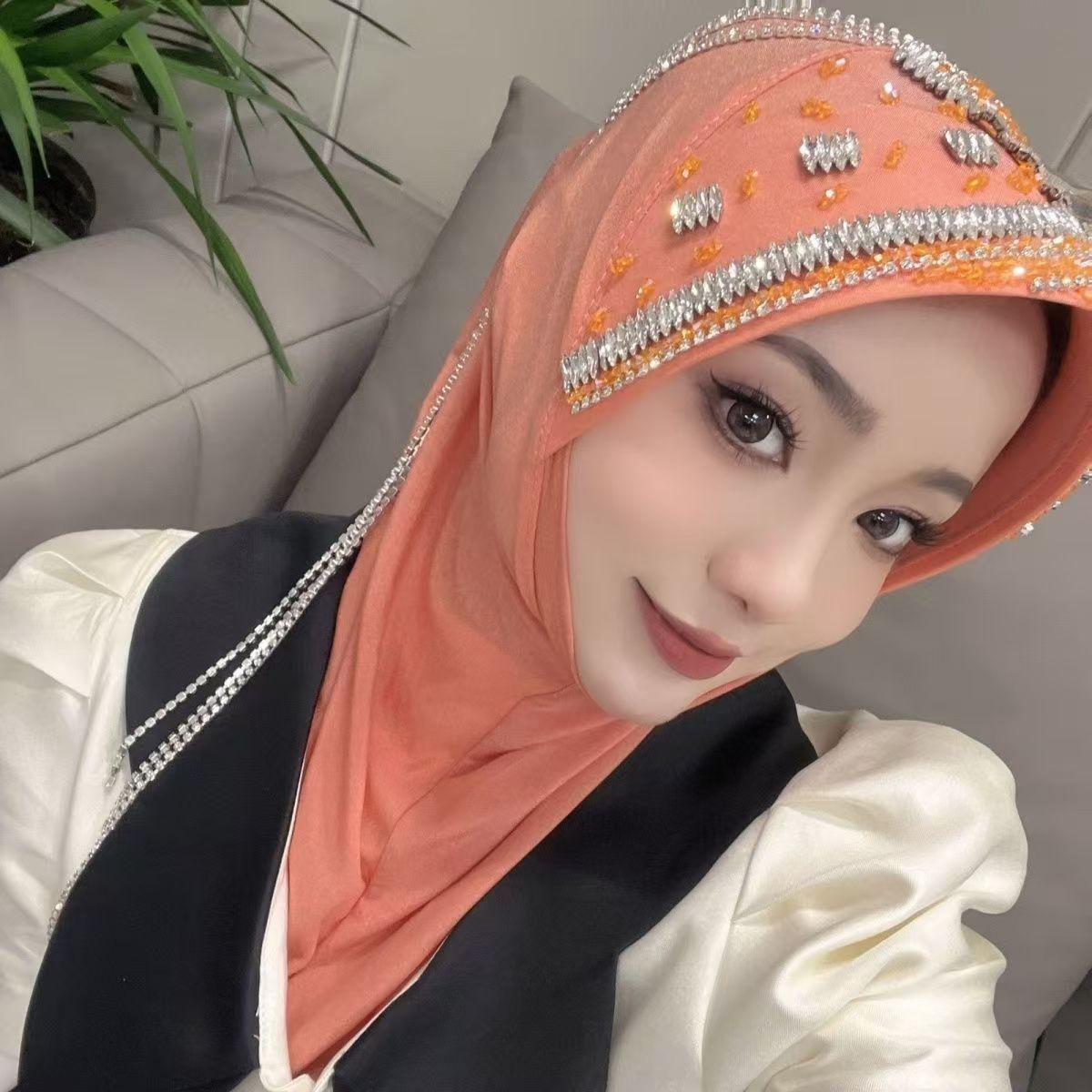 Ethnic Fashion In - Luxury Hat Hijab Pink Scarf with