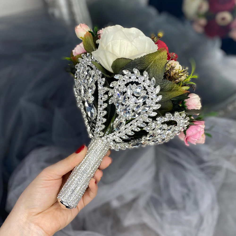 Ethnic Fashion Accessories - Boho Large Rhinestone Bridal Bouquet Holder