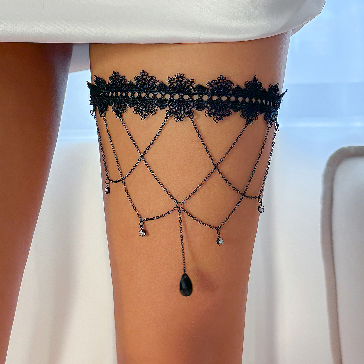 Ethnic Fashion Accessories - Ingemark Boho Elastic Band Black Lace