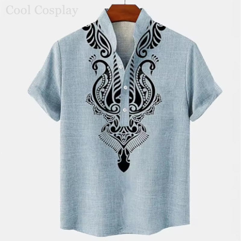 Male Retro Tops Henley Shirt M - Ethnic Fashion Men recension och pris