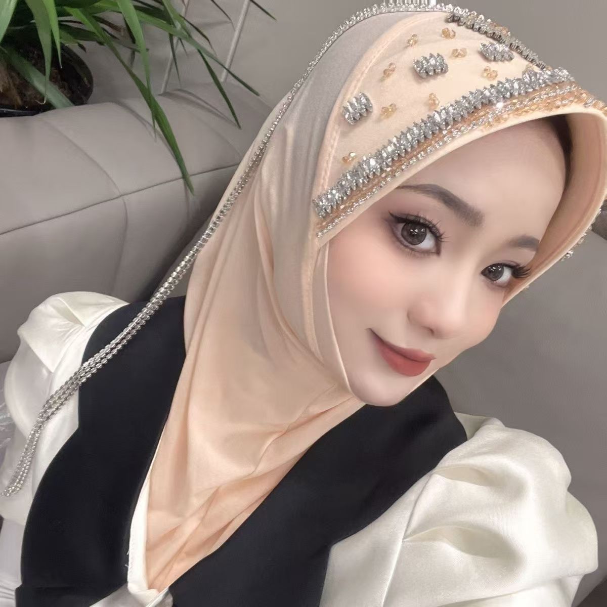 Luxury Hat Hijab Pink Scarf wi - Ethnic Fashion In recension och pris