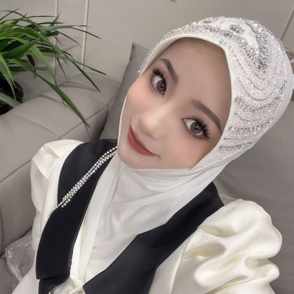 Luxury Hat Hijab Pink Scarf wi - Ethnic Fashion In recension och pris