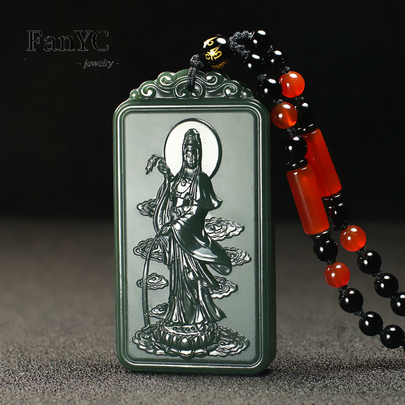 Natural Hetian Jade Qingyu Gua - Ethnic Fashion Men recension och pris