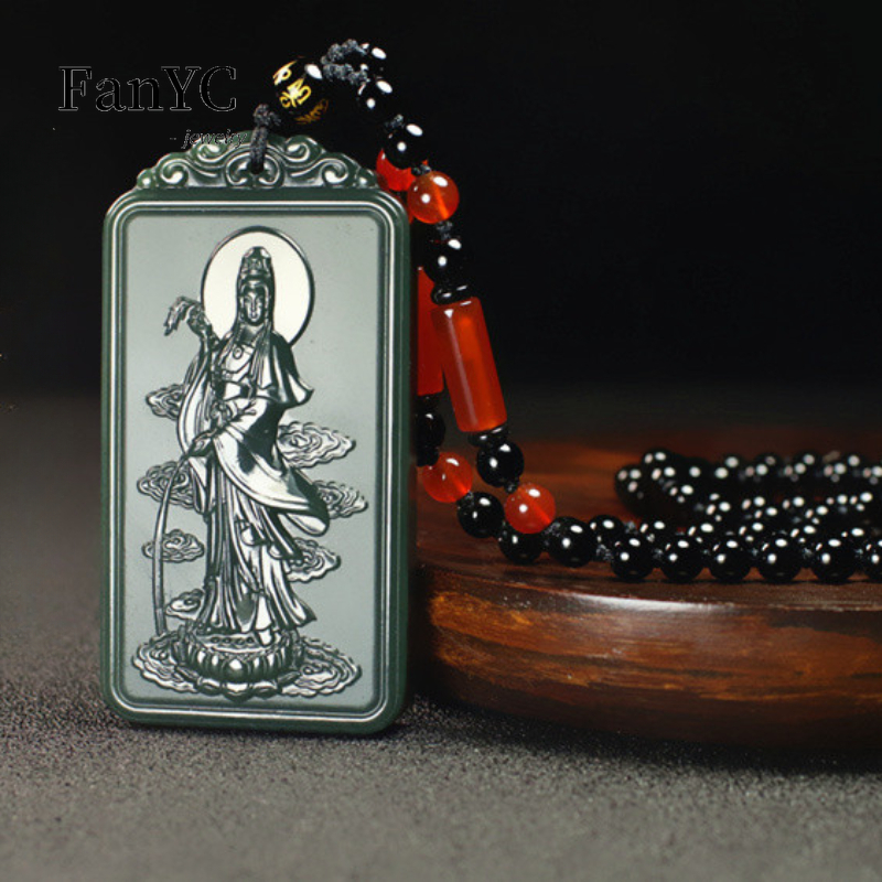 Natural Hetian Jade Qingyu Gua - Ethnic Fashion Men recension och pris