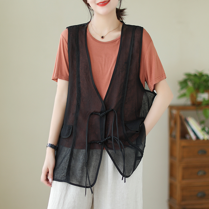Large Size Thin V-Neck Sleevel - Ethnic Fashion In recension och pris