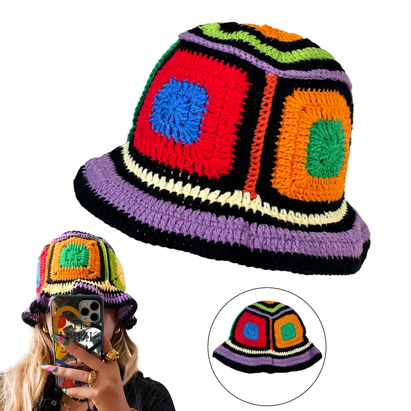 Purple-Edged Zuma Hat, Hand-Kn - Go Ethnic Fashion recension och pris